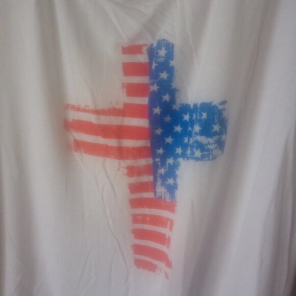 Scarlett Women's White Fringed Tank Flag Cross Top Size 3X - Picture 4 of 5